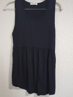 Sleeveless Black Peplum Tank Top — Casual Everyday Layer